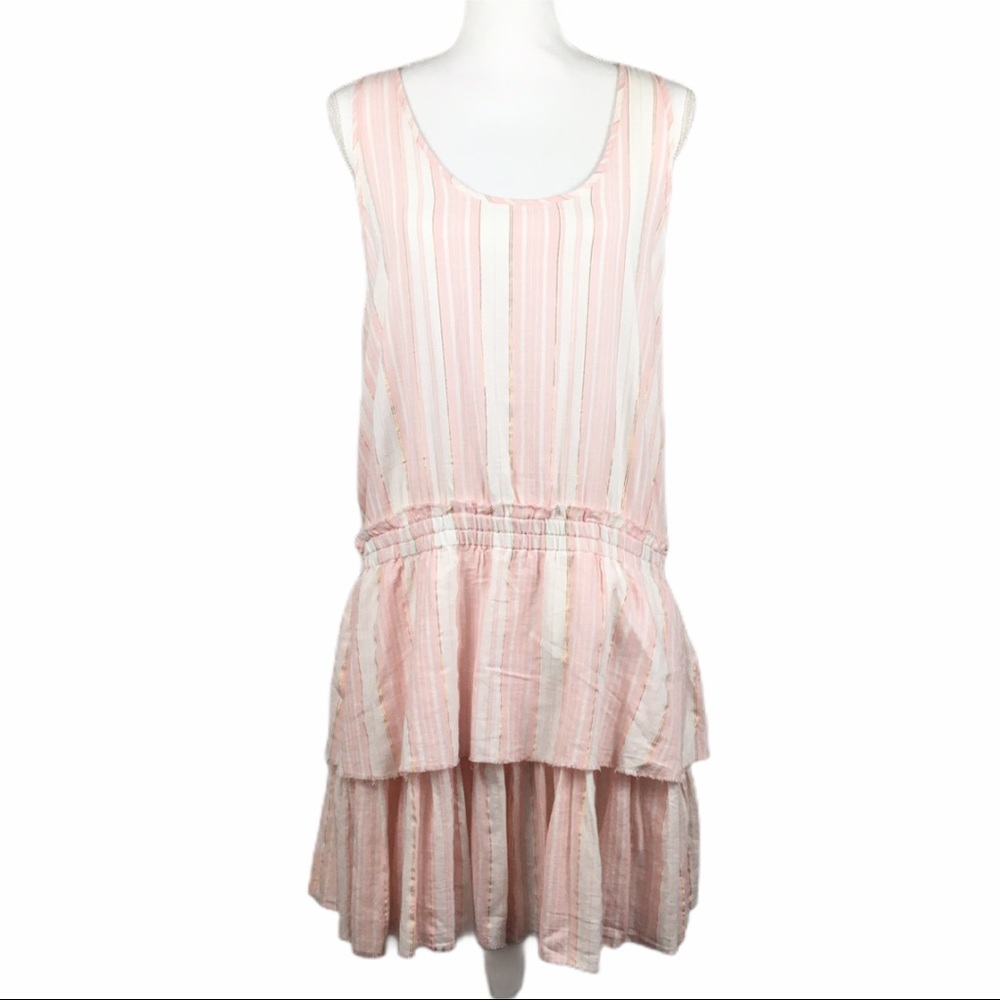 True Craft Pink White Stripe Sleeveless Dress